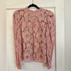 Wayf Dark Blush Floral Lace Blouse